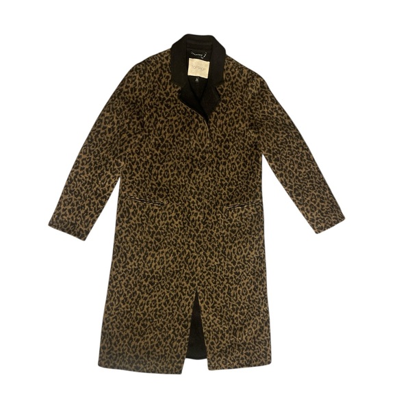 Topshop Jackets & Blazers - Topshop Women's Leopard Print Long Coat - Brown/Black